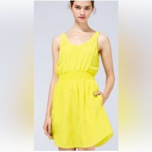 #72 Babaton Yellow Silk Scoop Neck Sleeveless Mini Sundress small